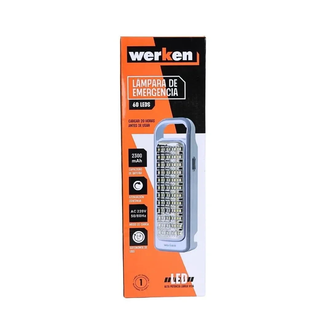 LAMPARA DE EMERGENCIA POLICARBONATO/ABS RE39 60 LEDS 5W WERKEN3