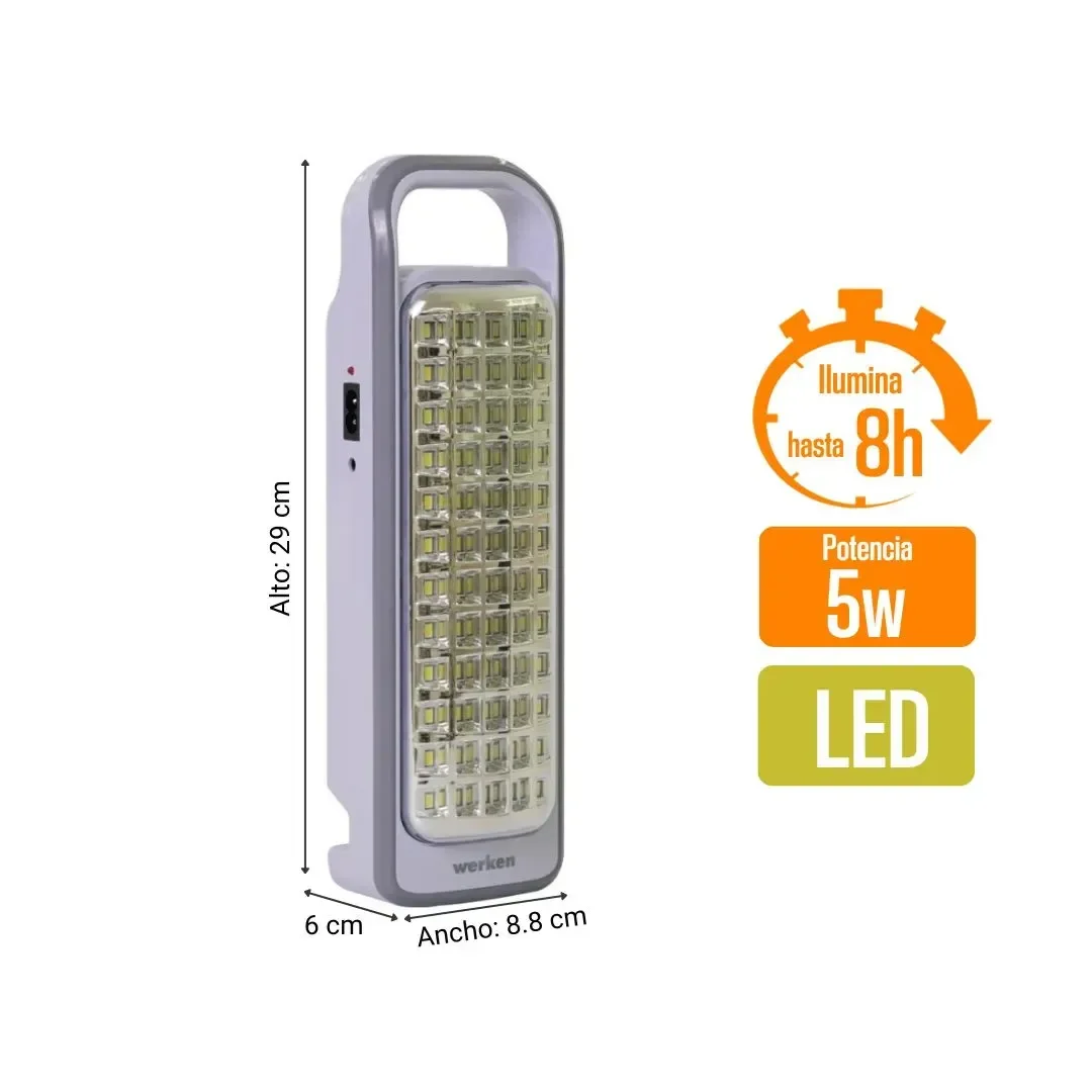 LAMPARA DE EMERGENCIA POLICARBONATO/ABS RE39 60 LEDS 5W WERKEN7