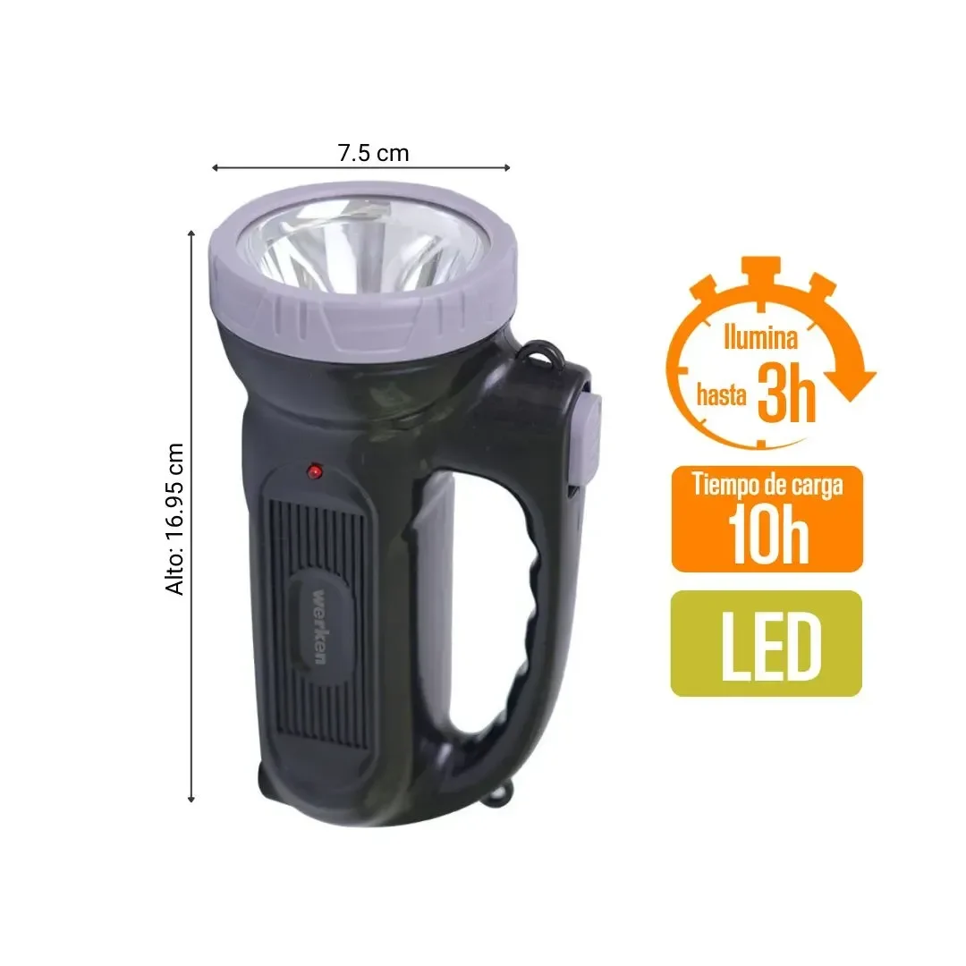 LAMPARA RECARGABLE RS13 POLICARBONATO/ABS NEGRO WERKEN2
