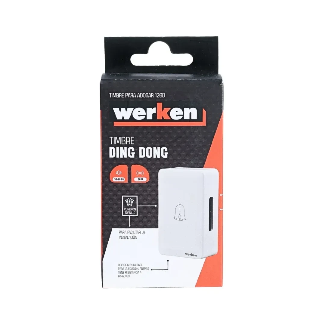 TIMBRE DING DONG 120D INALAMBRICO ABS 12CM WERKEN5