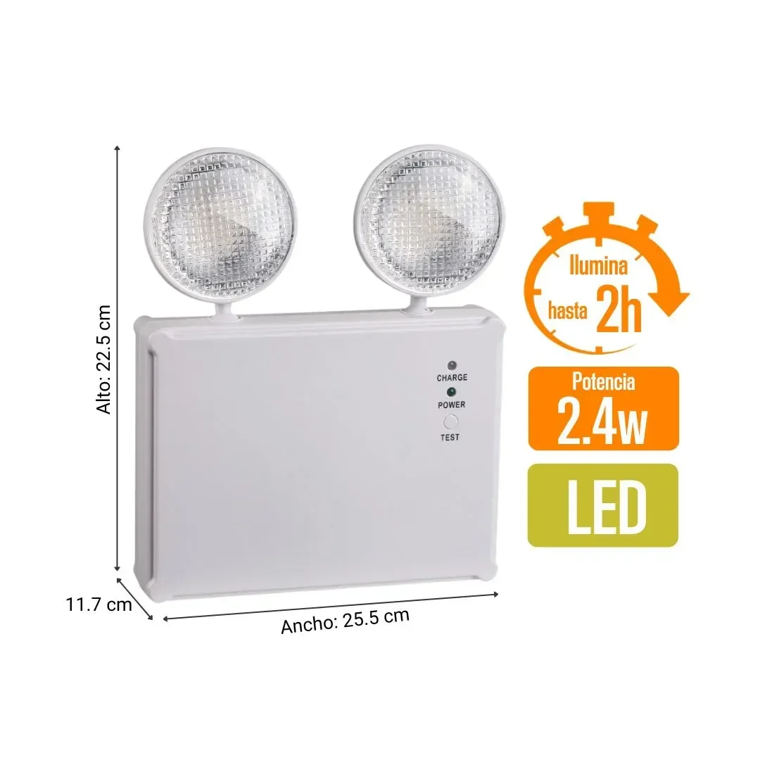 LAMPARA DE EMERGENCIA DE 2 LUCES 2.4W – PACK X 2 UNIDADES WERKEN4