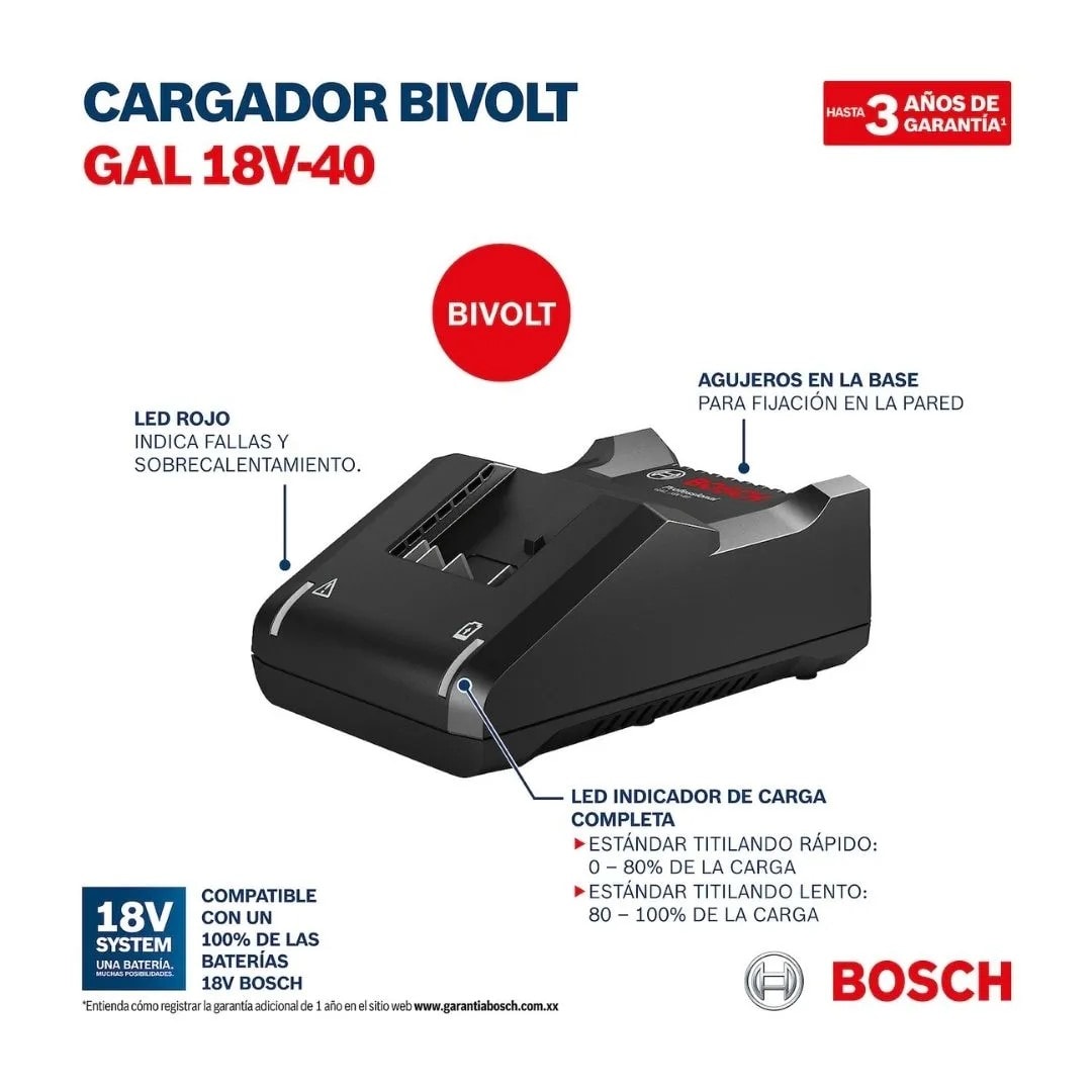 BATERIA GBA 18V 4.0 AH + CARGADOR GAL 18V-40 BOSCH8