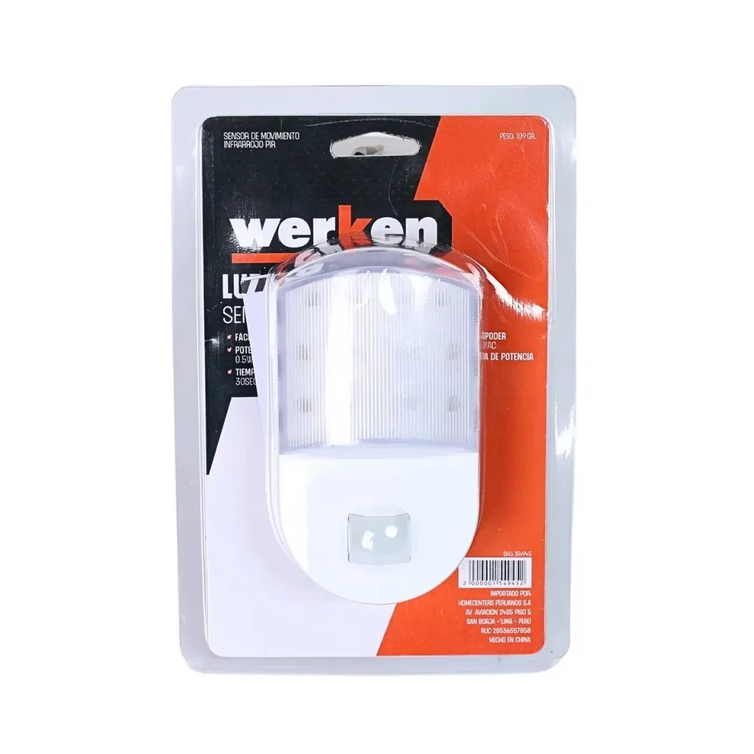 LUZ DE NOCHE 9 LED SENSOR DE MOVIMIENTO PIR WERKEN4