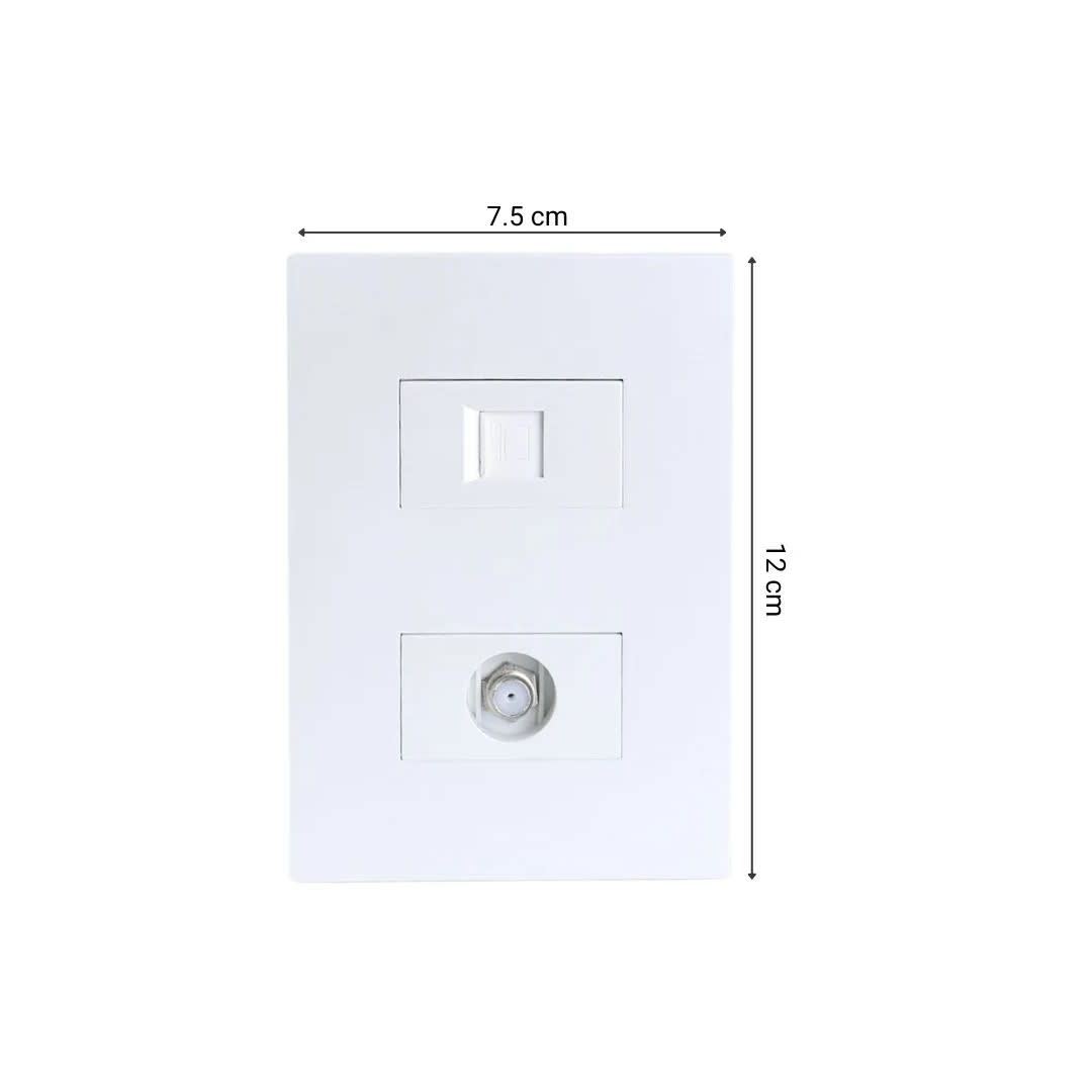 PLACA ARMADA TOMA TV TIPO F + TOMA RJ-45 CAT6 MATTE BLANCO ORANGE5
