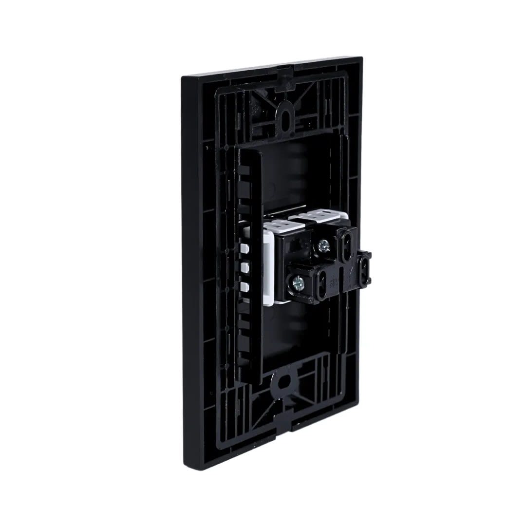 PLACA ARMADA CONMUTADOR SIMPLE MATTE NEGRO ORANGE1