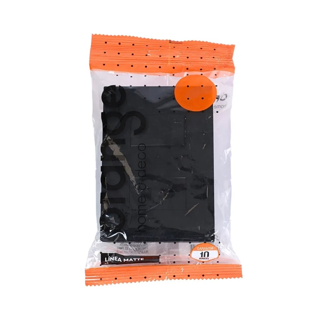 PLACA ARMADA INTERRUPTOR + TOMACORRIENTE MATTE NEGRO ORANGE6