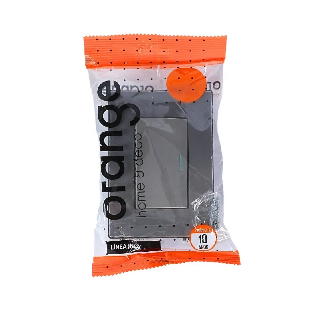 PLACA ARMADA INTERRUPTOR SIMPLE ACERO INOXIDABLE ORANGE 6