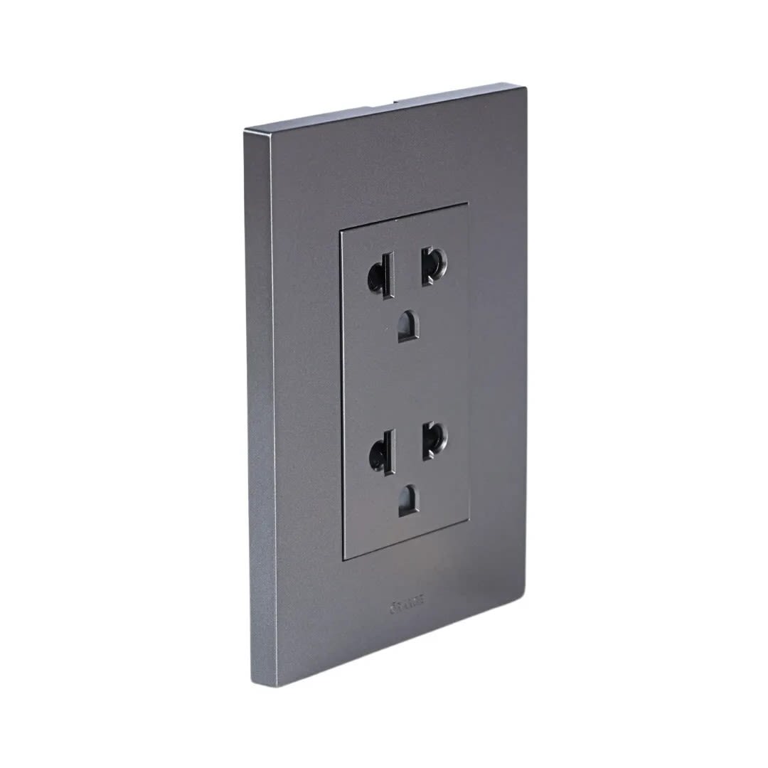 PLACA ARMADA TOMACORRIENTE DOBLE UNIVERSAL MATTE LT TERRA ORANGE1