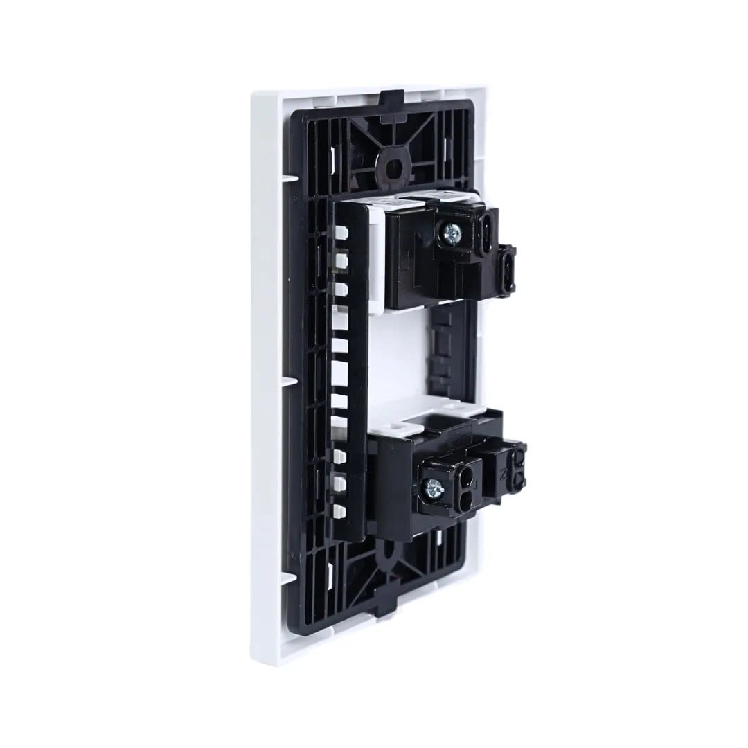 PLACA ARMADA INTERRUPTOR + TOMACORRIENTE MATTE BLANCO ORANGE3