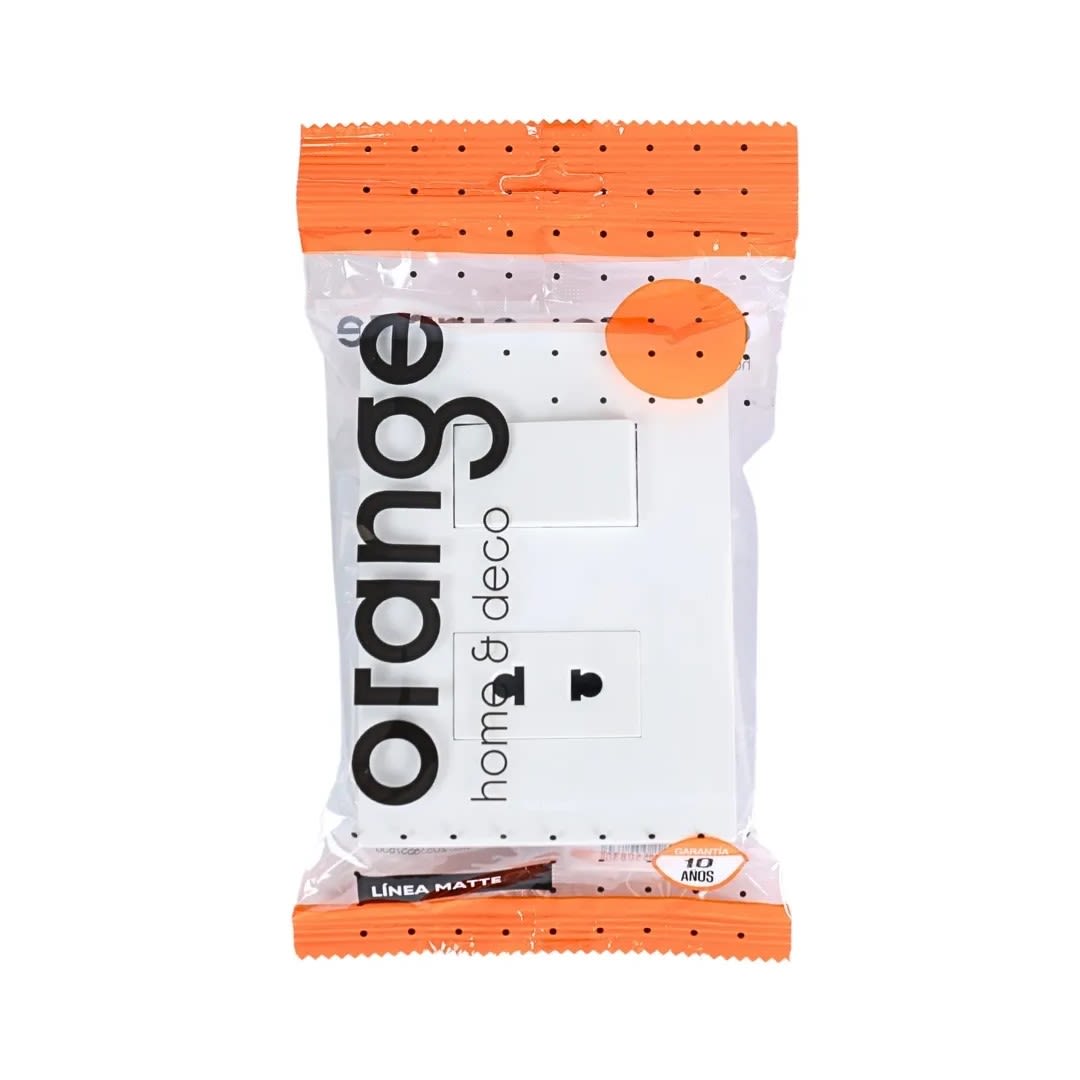 PLACA ARMADA INTERRUPTOR + TOMACORRIENTE MATTE BLANCO ORANGE4