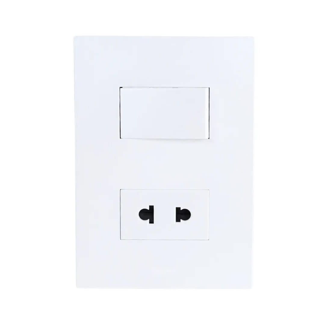 PLACA ARMADA INTERRUPTOR + TOMACORRIENTE MATTE BLANCO ORANGE5