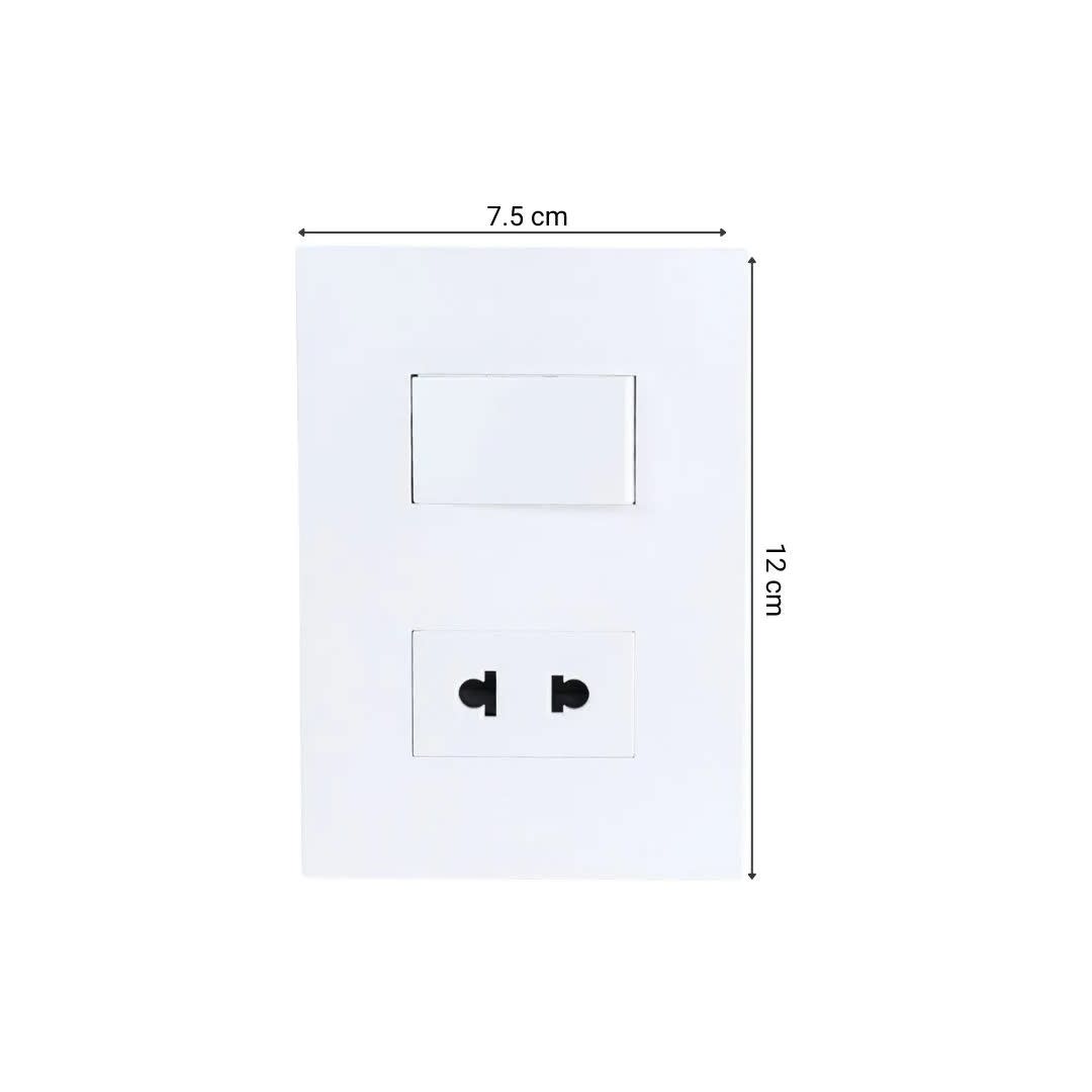PLACA ARMADA INTERRUPTOR + TOMACORRIENTE MATTE BLANCO ORANGE7