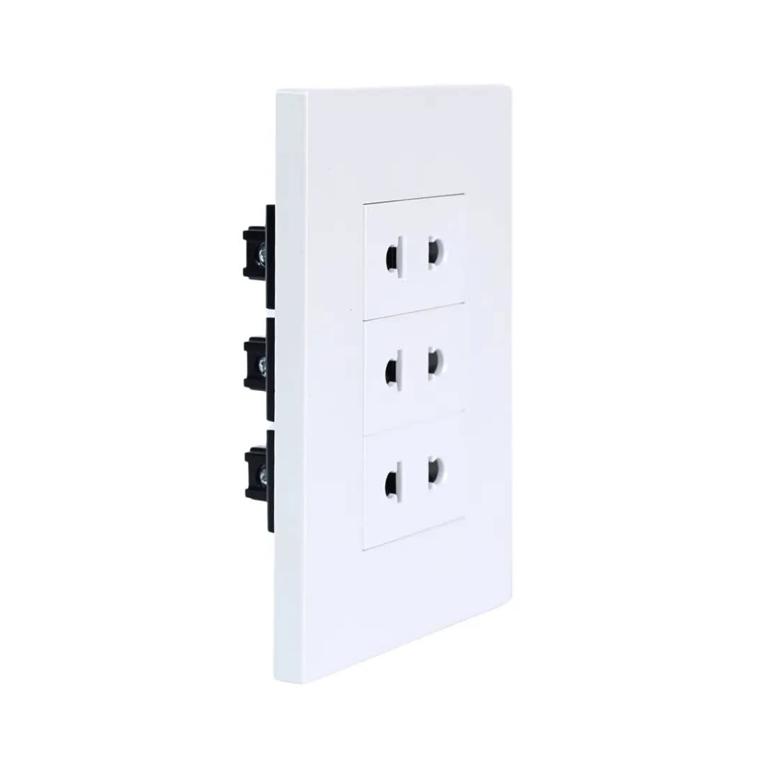 PLACA ARMADA TOMACORRIENTE TRIPLE UNIVERSAL MATTE BLANCO ORANGE1