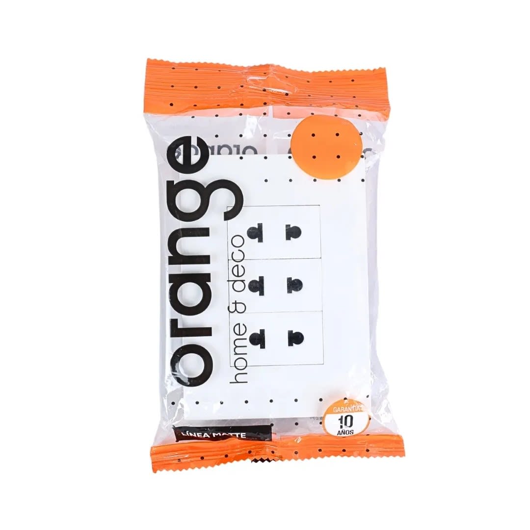 PLACA ARMADA TOMACORRIENTE TRIPLE UNIVERSAL MATTE BLANCO ORANGE4