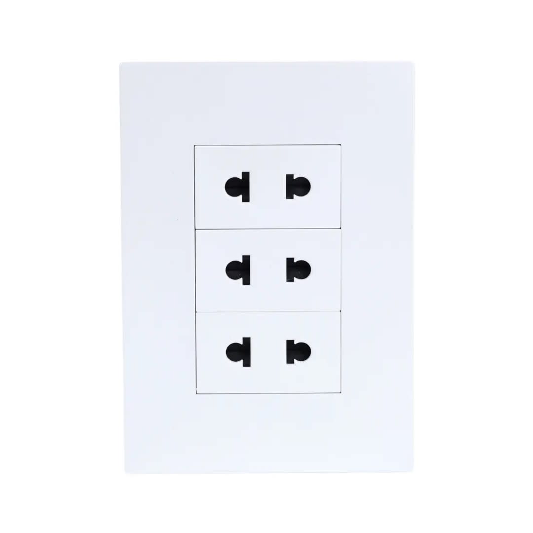 PLACA ARMADA TOMACORRIENTE TRIPLE UNIVERSAL MATTE BLANCO ORANGE5