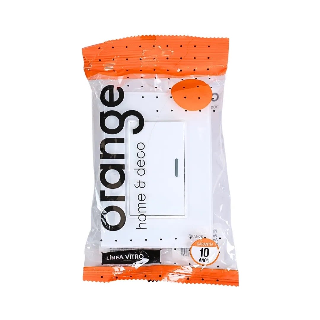 PLACA ARMADA CONMUTADOR SIMPLE VITRO BLANCO ORANGE4