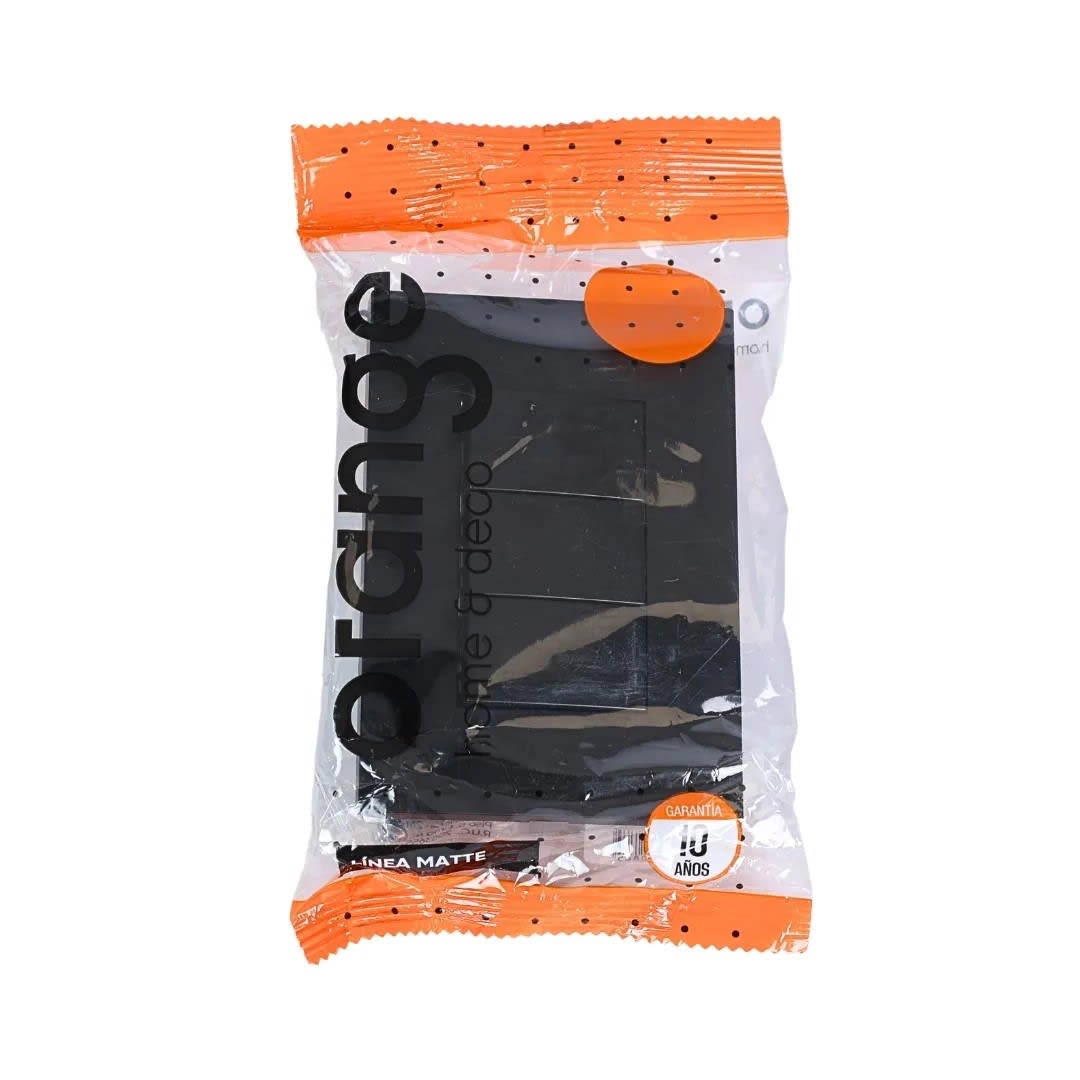 PLACA ARMADA INTERRUPTOR TRIPLE MATTE NEGRO ORANGE5
