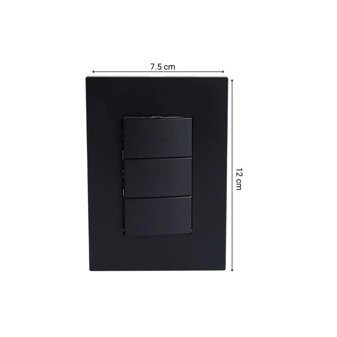 PLACA ARMADA INTERRUPTOR TRIPLE MATTE NEGRO ORANGE7
