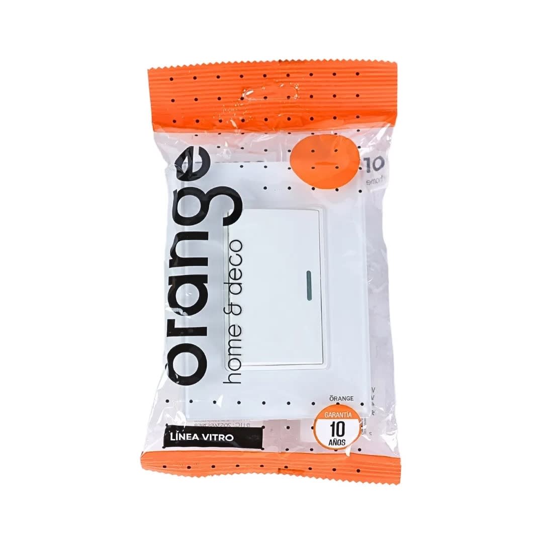 PLACA ARMADA INTERRUPTOR SIMPLE VITRO BLANCO ORANGE3