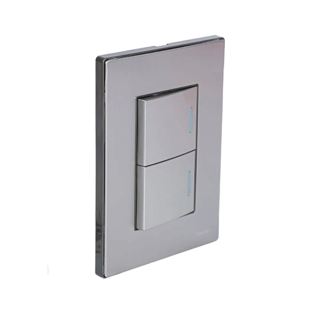 PLACA ARMADA CONMUTADOR DOBLE ACERO INOXIDABLE ORANGE1