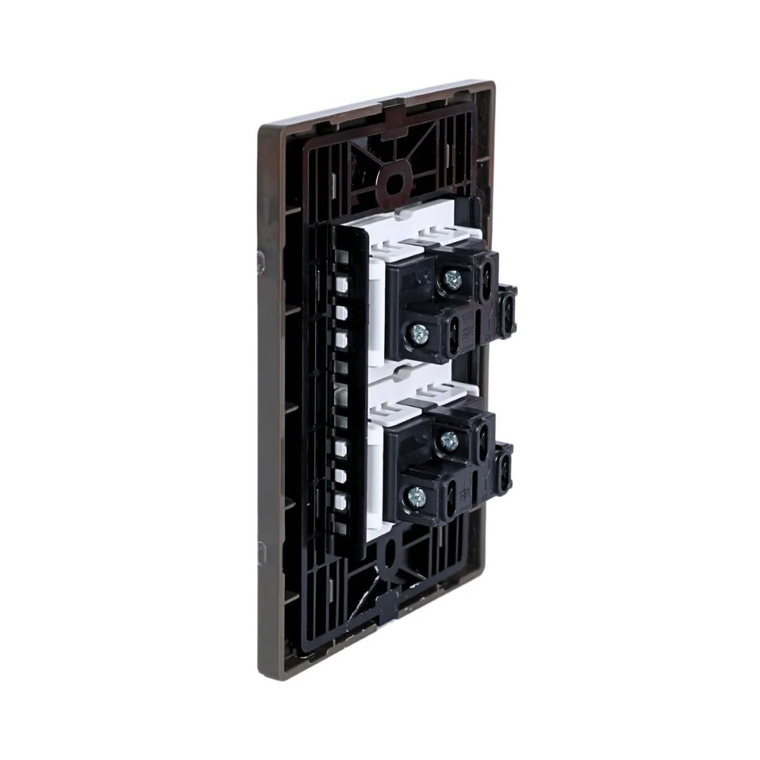 PLACA ARMADA CONMUTADOR DOBLE ACERO INOXIDABLE ORANGE2