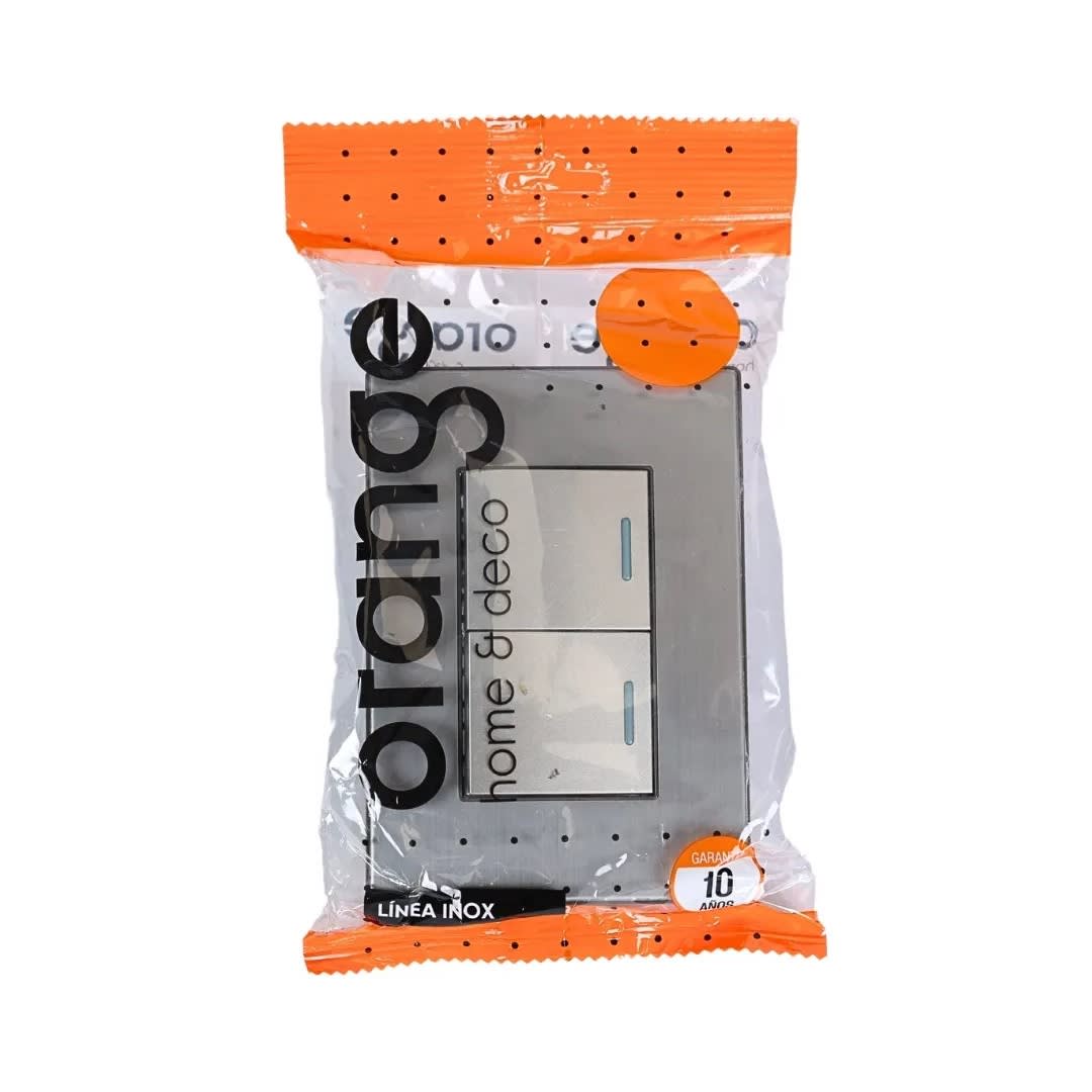 PLACA ARMADA CONMUTADOR DOBLE ACERO INOXIDABLE ORANGE4