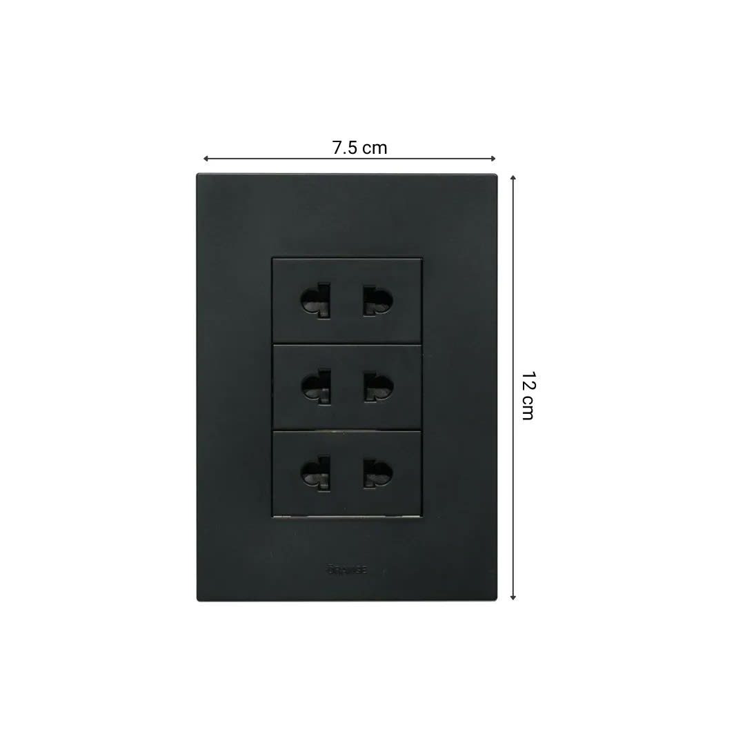 PLACA ARMADA TOMACORRIENTE TRIPLE UNIVERSAL MATTE NEGRO ORANGE5