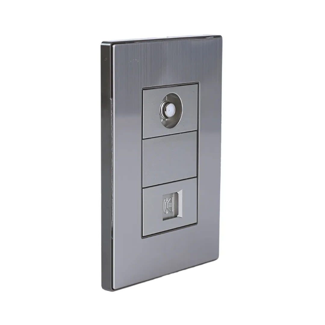 PLACA ARMADA TOMA TV TIPO F + TOMA RJ-11 TELEFONO ACERO INOXIDABLE ORANGE1