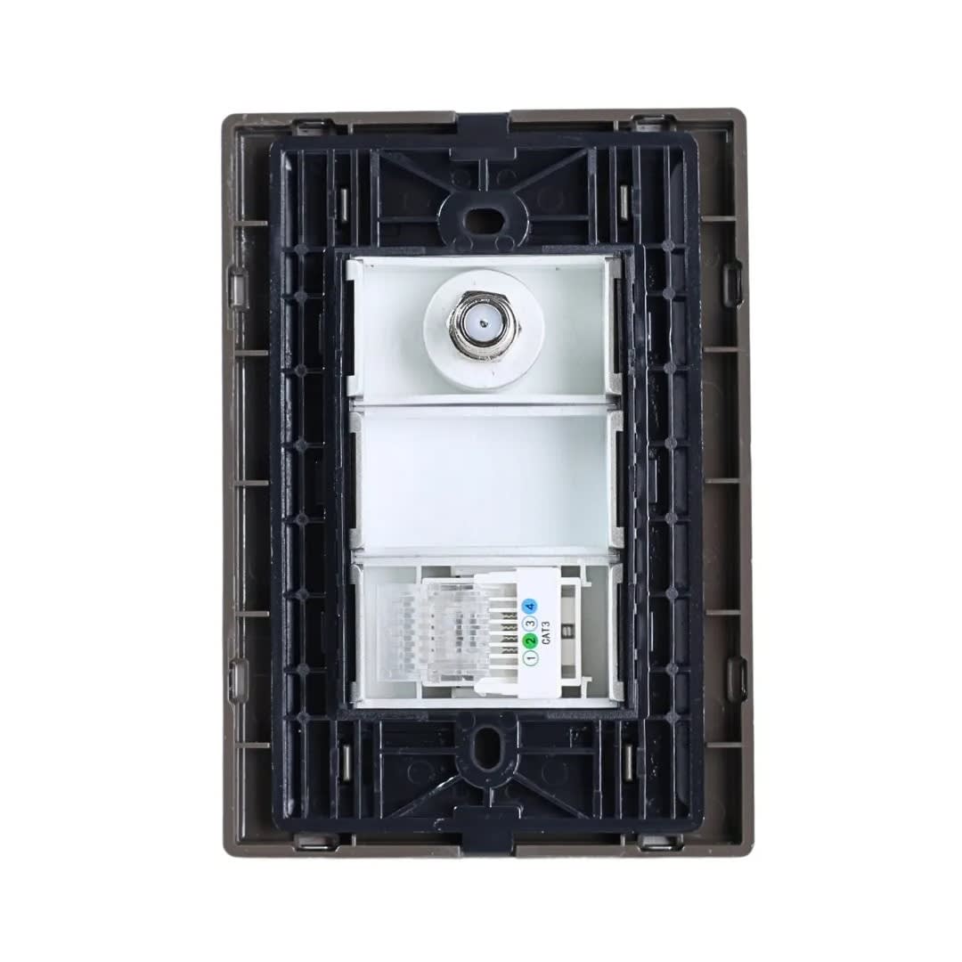 PLACA ARMADA TOMA TV TIPO F + TOMA RJ-11 TELEFONO ACERO INOXIDABLE ORANGE2