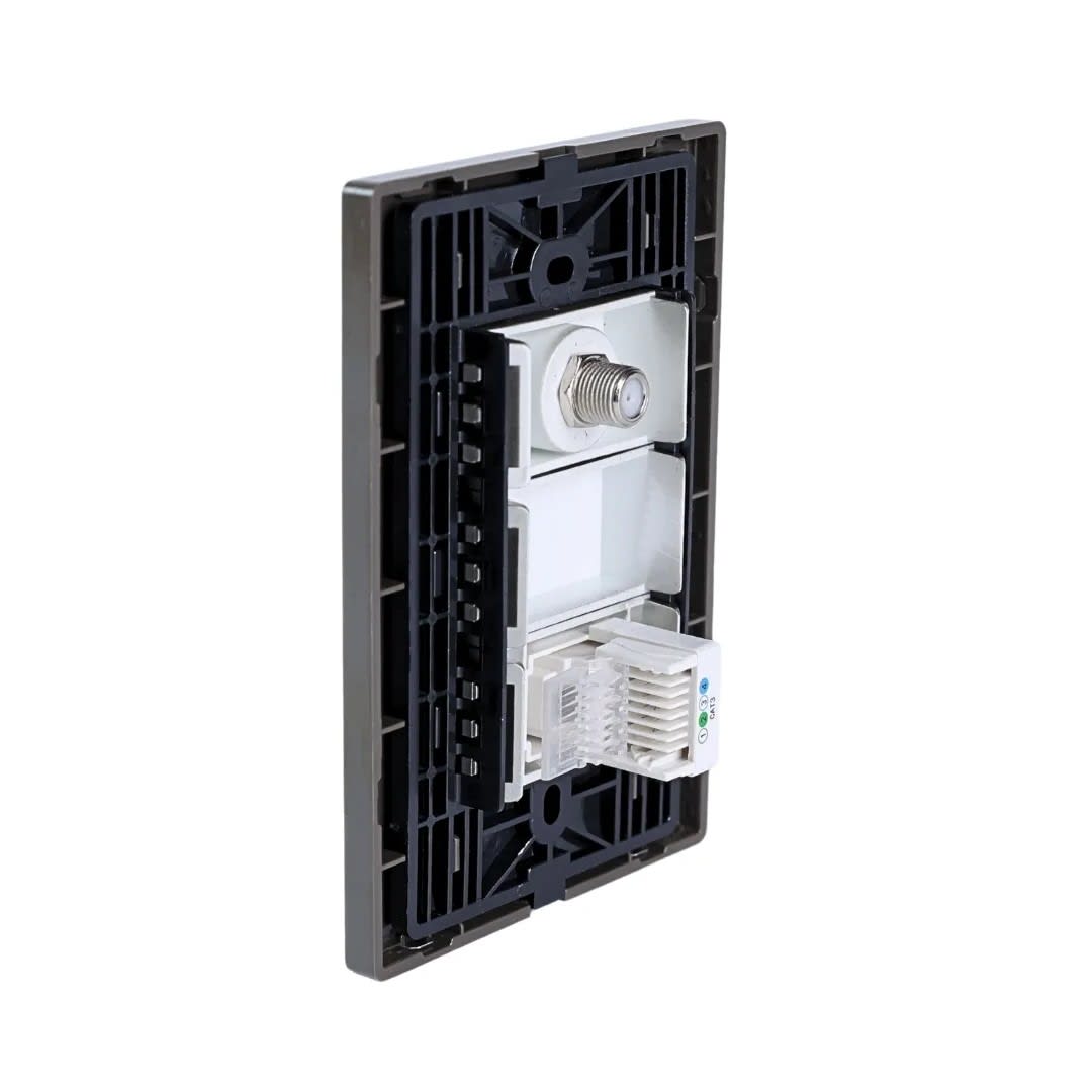 PLACA ARMADA TOMA TV TIPO F + TOMA RJ-11 TELEFONO ACERO INOXIDABLE ORANGE3