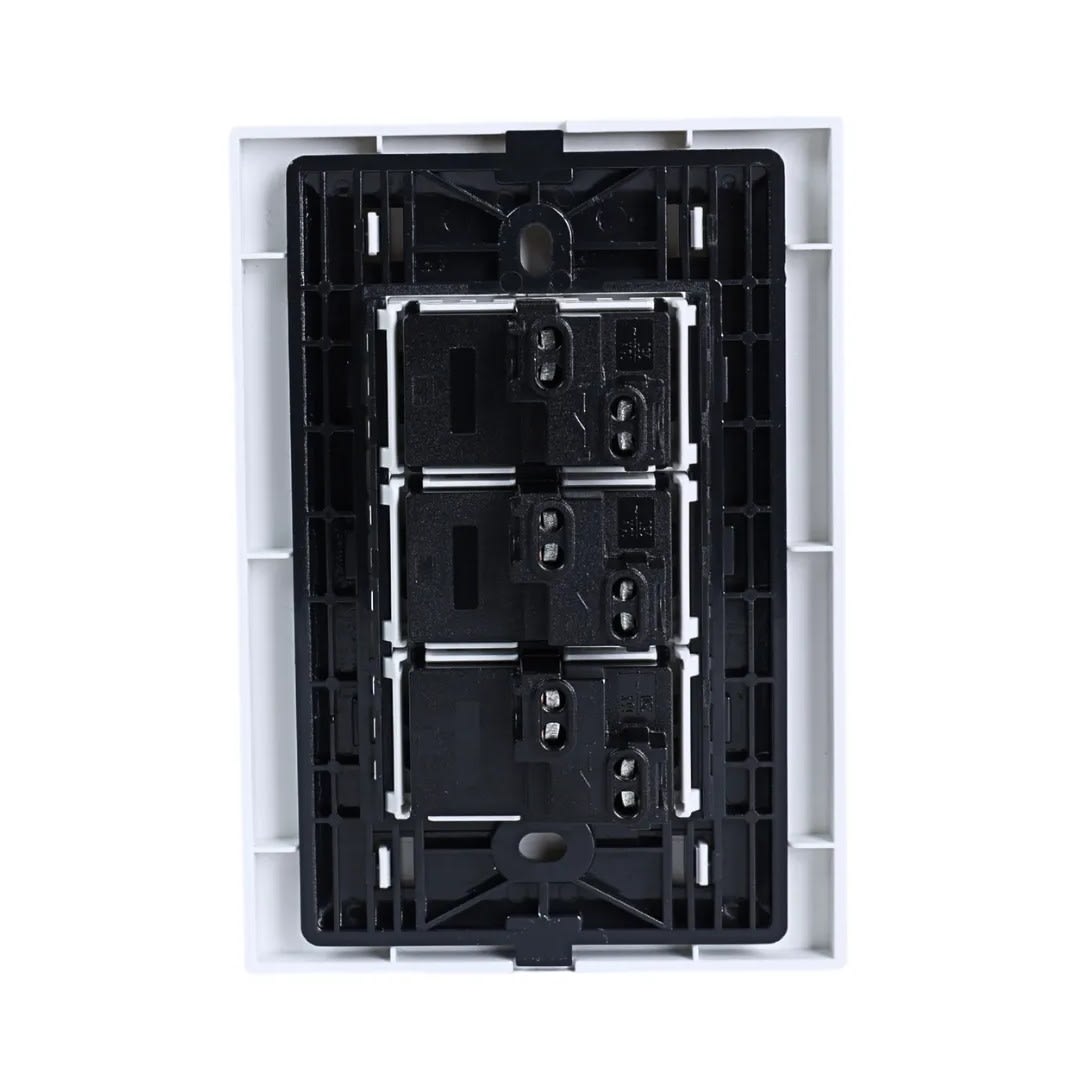 PLACA ARMADA INTERRUPTOR TRIPLE MATTE BLANCO ORANGE2