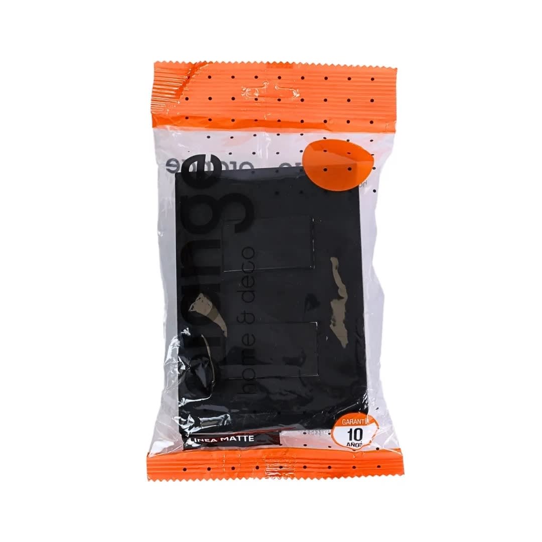 PLACA ARMADA CONMUTADOR DOBLE MATTE NEGRO ORANGE1