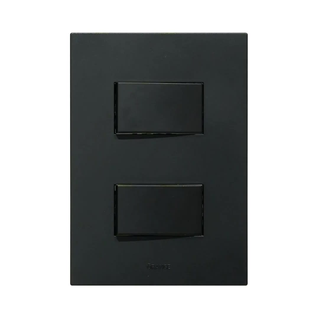 PLACA ARMADA CONMUTADOR DOBLE MATTE NEGRO ORANGE3
