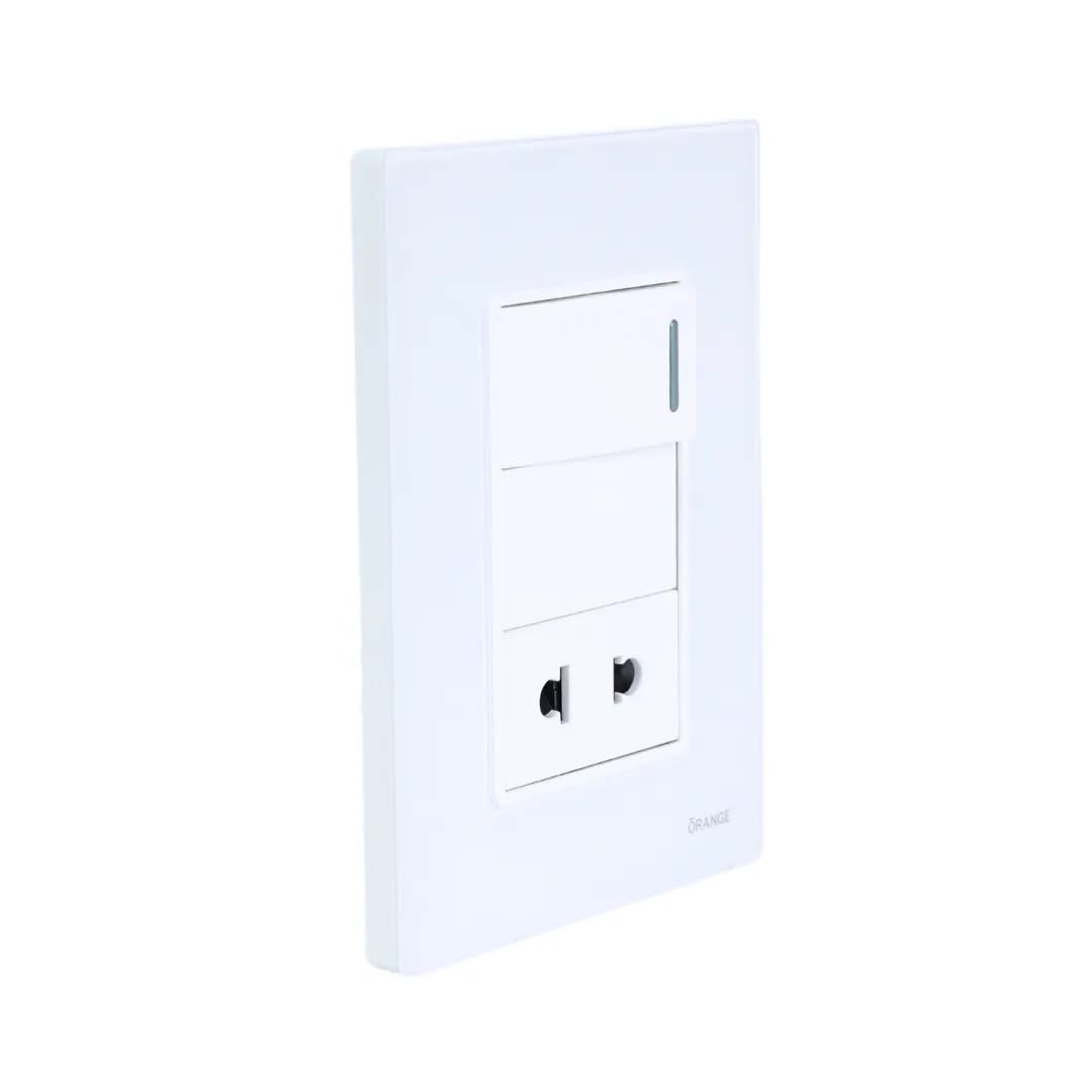 PLACA ARMADA INTERRUPTOR + TOMACORRIENTE VITRO BLANCO ORANGE1
