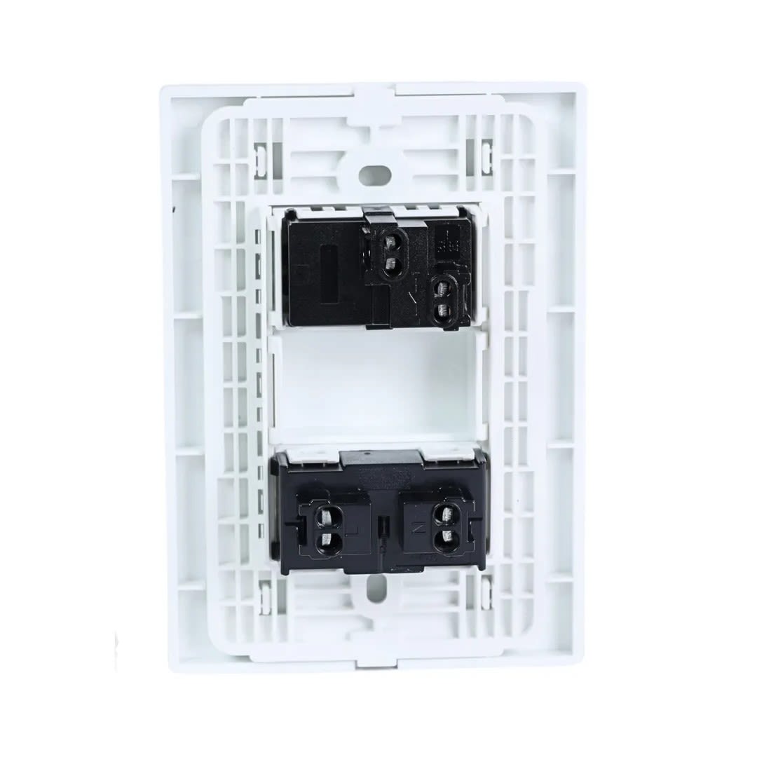 PLACA ARMADA INTERRUPTOR + TOMACORRIENTE VITRO BLANCO ORANGE2