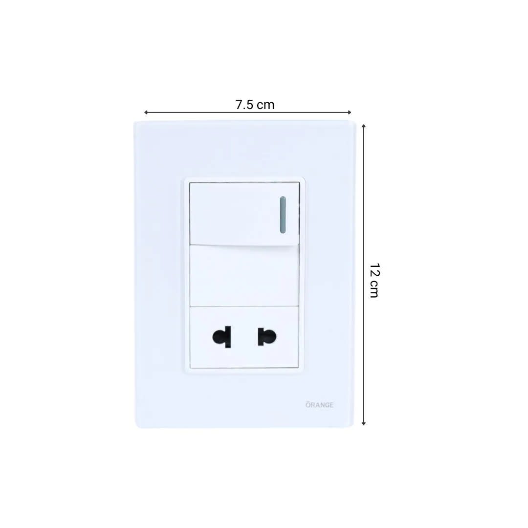 PLACA ARMADA INTERRUPTOR + TOMACORRIENTE VITRO BLANCO ORANGE6