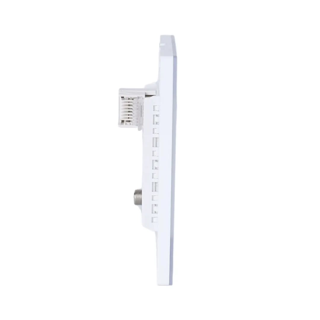 PLACA ARMADA TOMA TV TIPO F + TOMA RJ-11 TELEFONO VITRO BLANCO ORANGE3