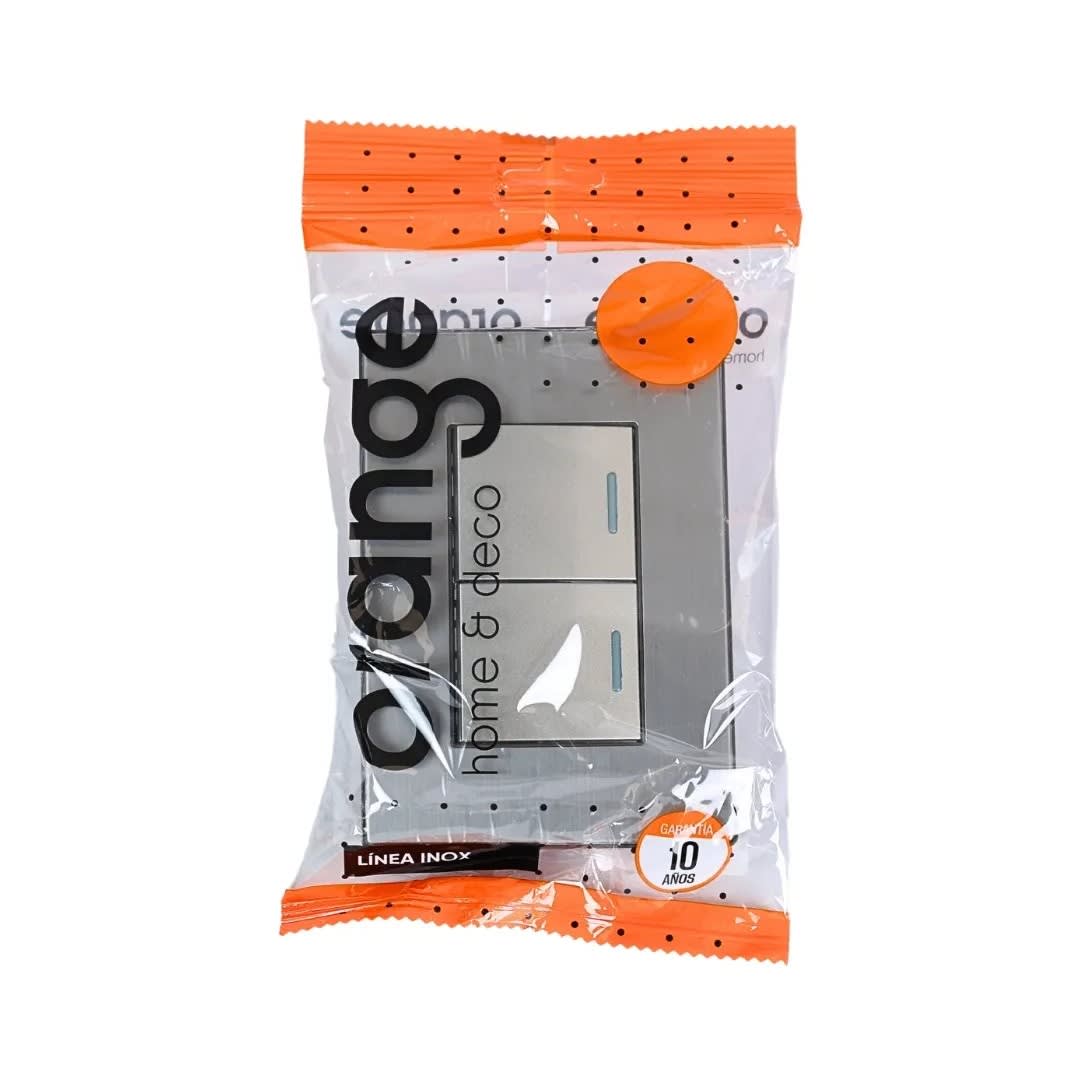 PLACA ARMADA INTERRUPTOR DOBLE ACERO INOXIDABLE ORANGE3