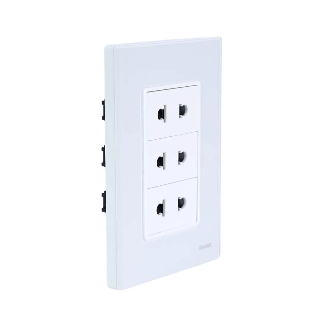 PLACA ARMADA TOMACORRIENTE TRIPLE UNIVERSAL VITRO BLANCO ORANGE1
