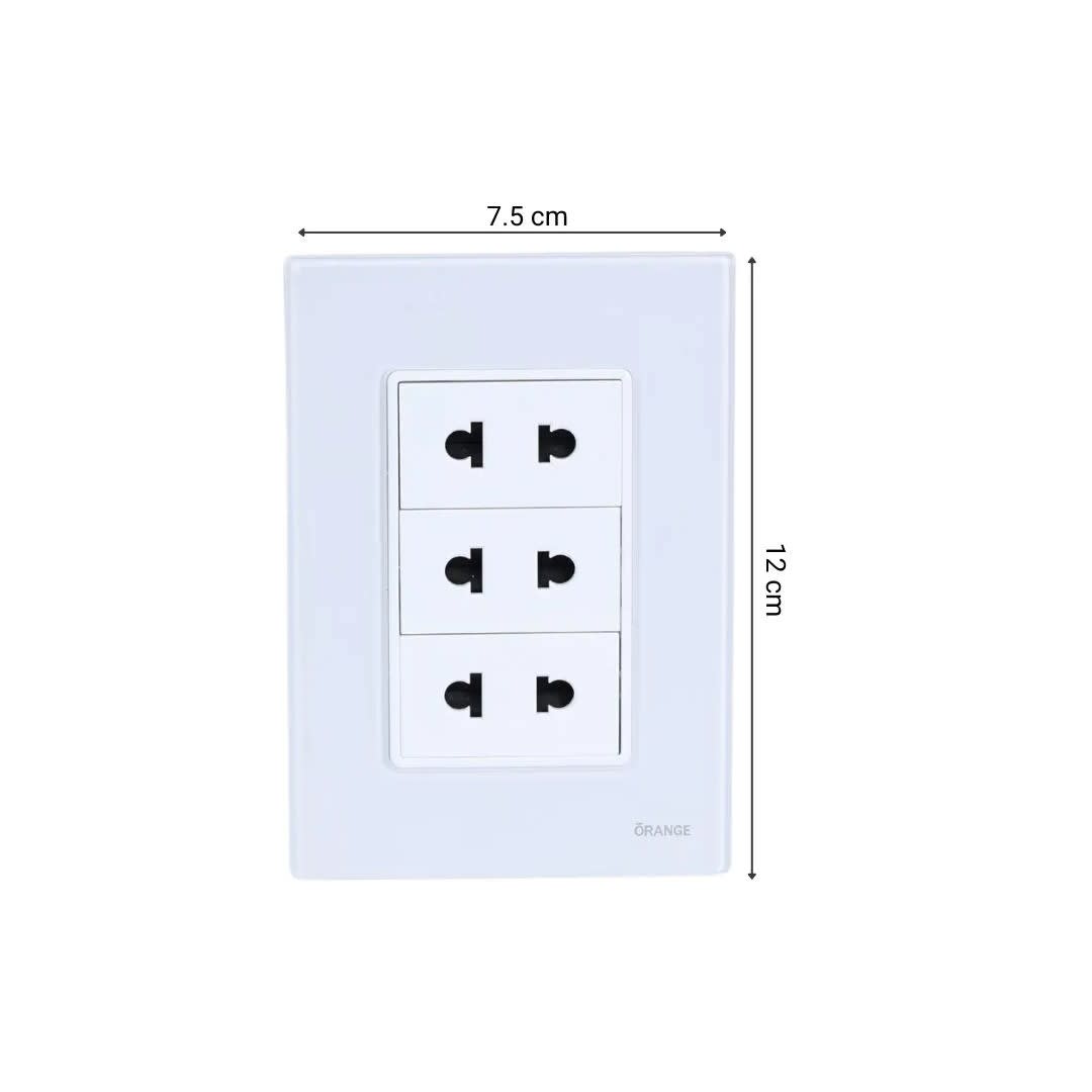 PLACA ARMADA TOMACORRIENTE TRIPLE UNIVERSAL VITRO BLANCO ORANGE8