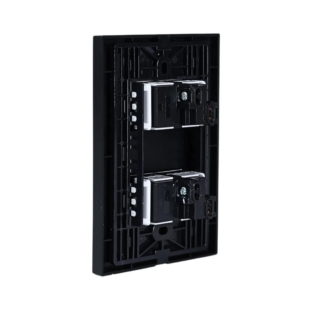 PLACA ARMADA INTERRUPTOR DOBLE MATTE NEGRO ORANGE2