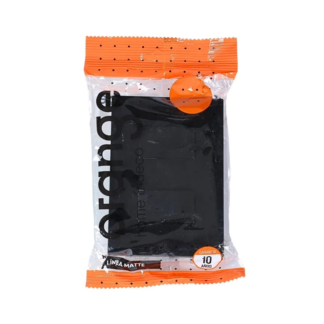 PLACA ARMADA INTERRUPTOR DOBLE MATTE NEGRO ORANGE4