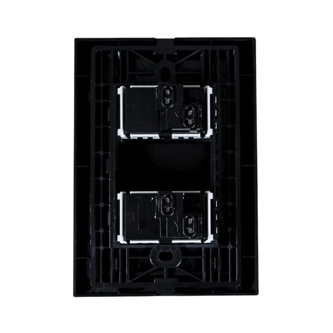 PLACA ARMADA INTERRUPTOR DOBLE MATTE NEGRO ORANGE5