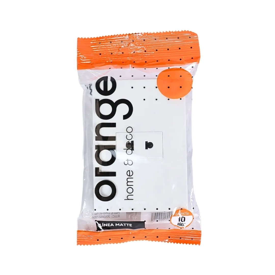 PLACA ARMADA TOMACORRIENTE SIMPLE UNIVERSAL MATTE BLANCO ORANGE4