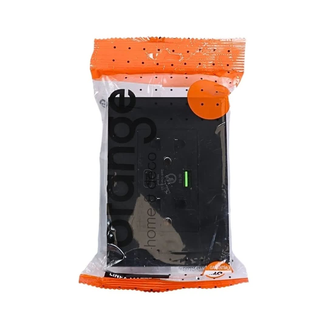 TOMACORRIENTE DOBLE UNIVERSAL MATTE CON USB Y TIPO C 15W ORANGE2