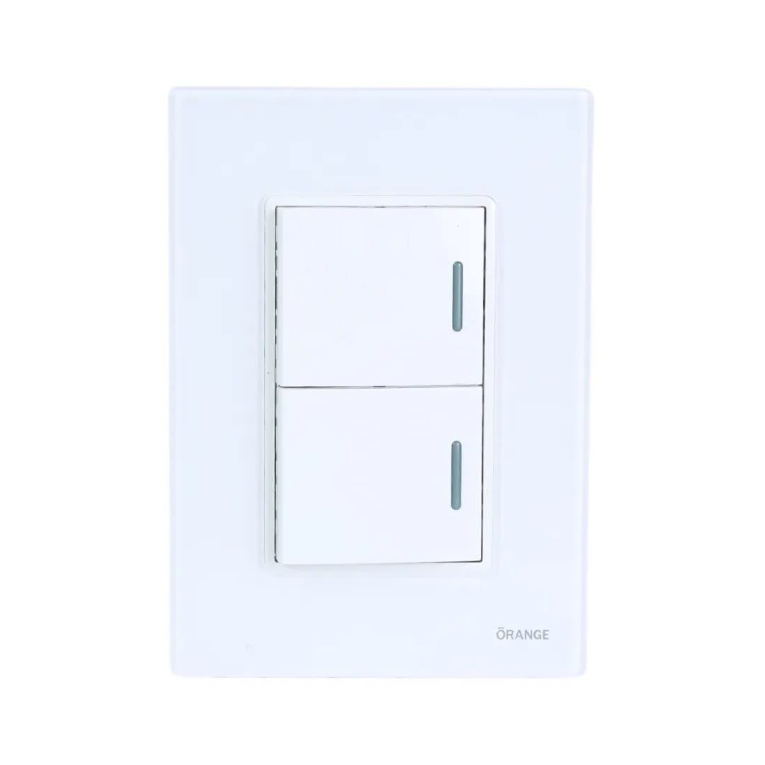 PLACA ARMADA INTERRUPTOR DOBLE VITRO BLANCO ORANGE3