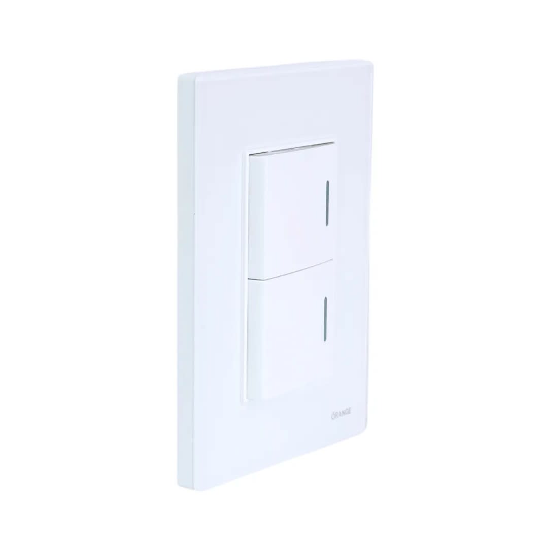 PLACA ARMADA CONMUTADOR DOBLE VITRO BLANCO ORANGE1