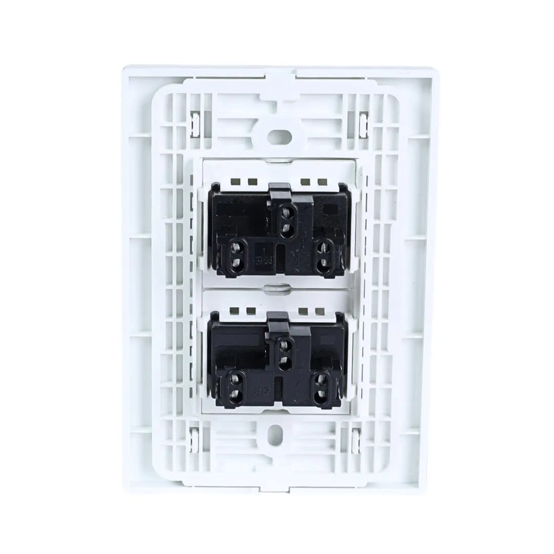 PLACA ARMADA CONMUTADOR DOBLE VITRO BLANCO ORANGE2