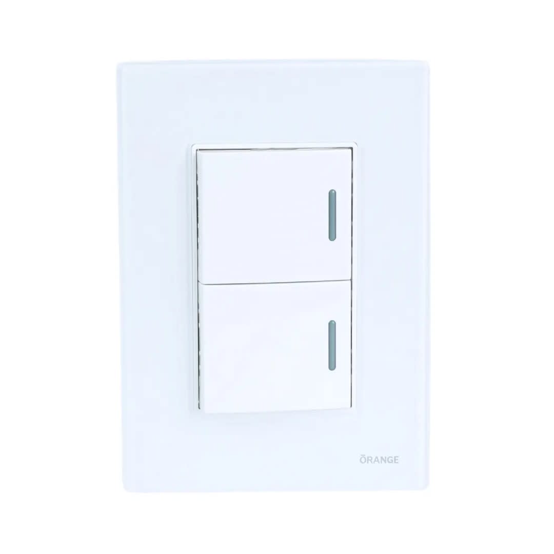 PLACA ARMADA CONMUTADOR DOBLE VITRO BLANCO ORANGE4