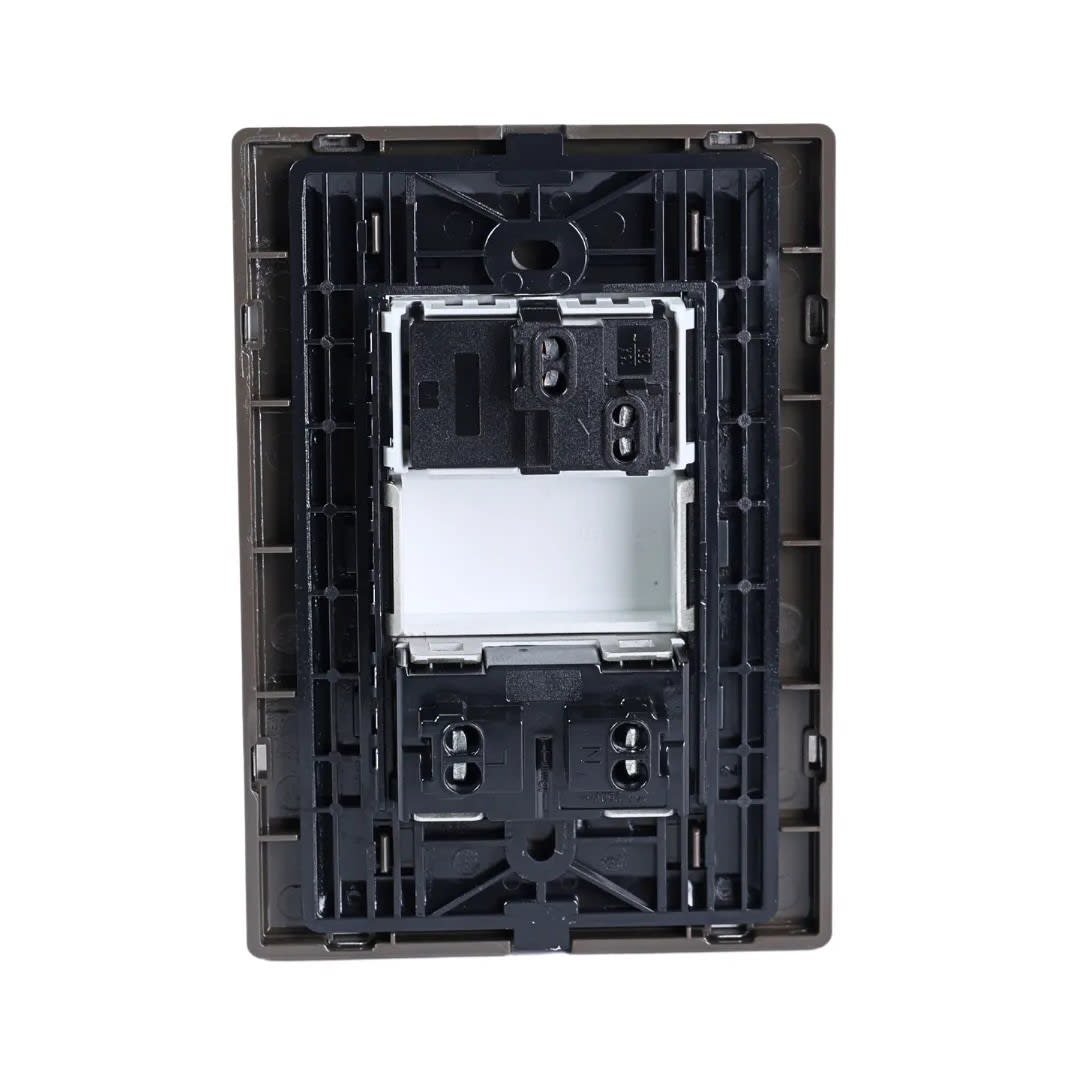 PLACA ARMADA INTERRUPTOR + TOMACORRIENTE ACERO INOXIDABLE ORANGE2